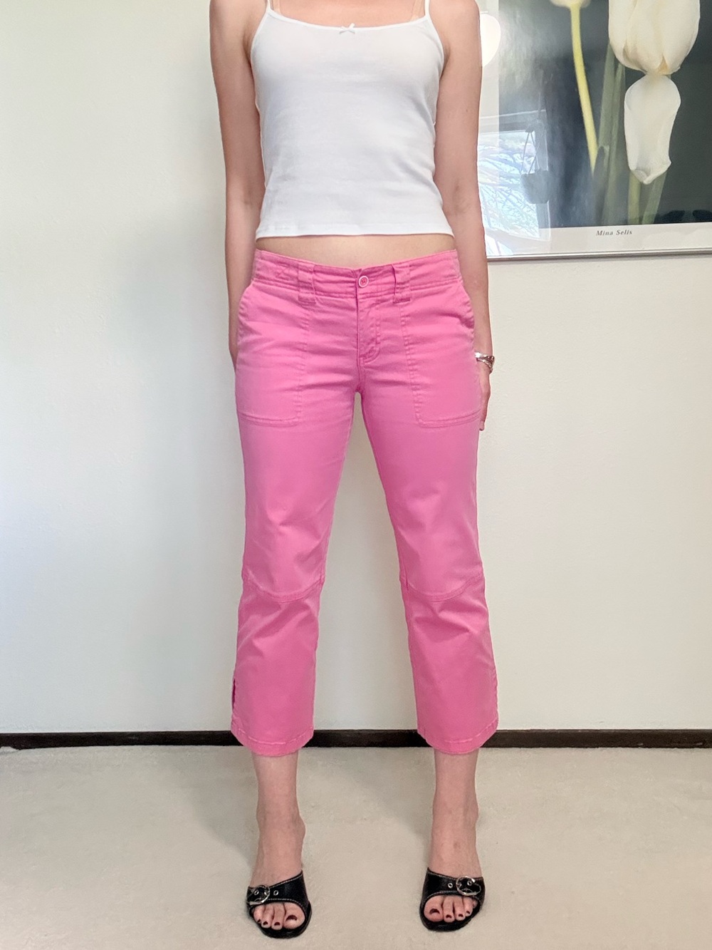 Y2K Oxygen Low rise Relaxed Flare Capris Sporty Blokette Chic